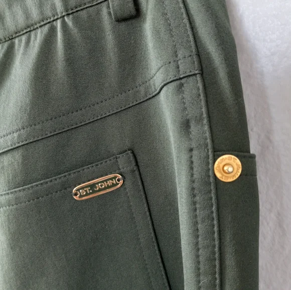 St. John Three Piece Matching Set Forest Green Blazer Sweater Pant S